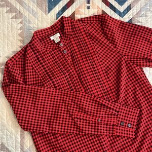 J. Crew Plaid Buttondown Blouse with Pleated Front